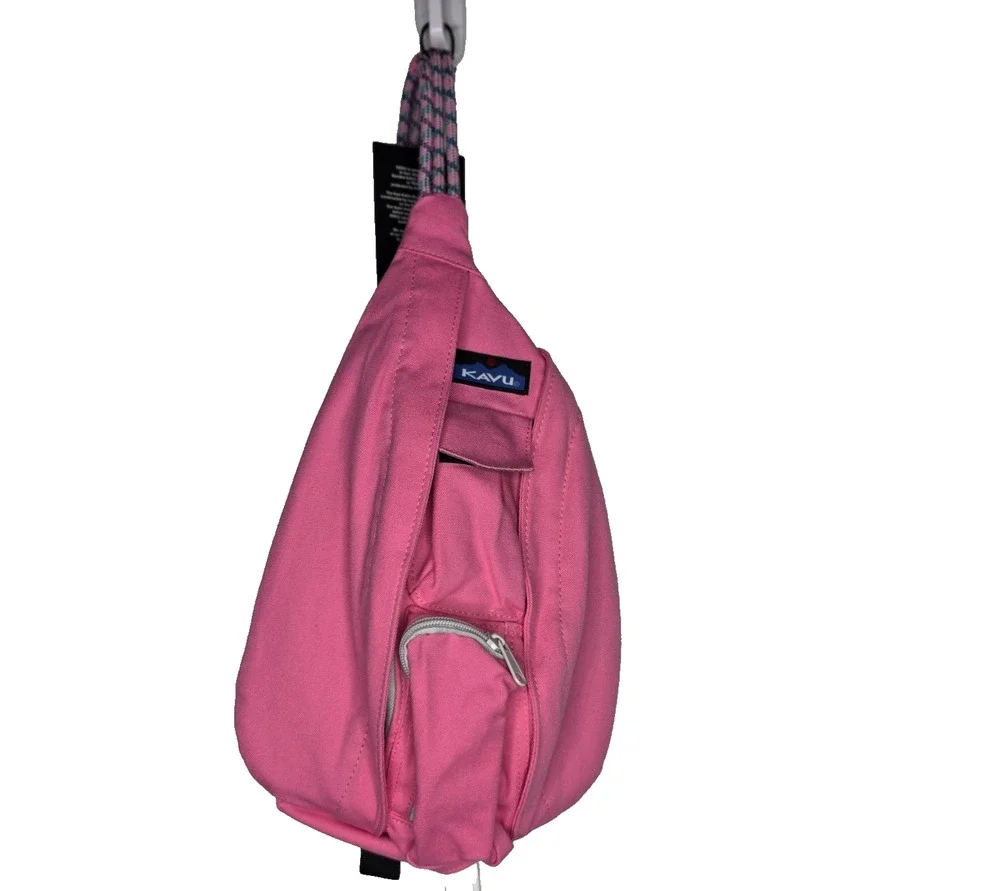 KAVU Rope Bag Pink Sling Crossbody Backpack 100% Cotton NWT